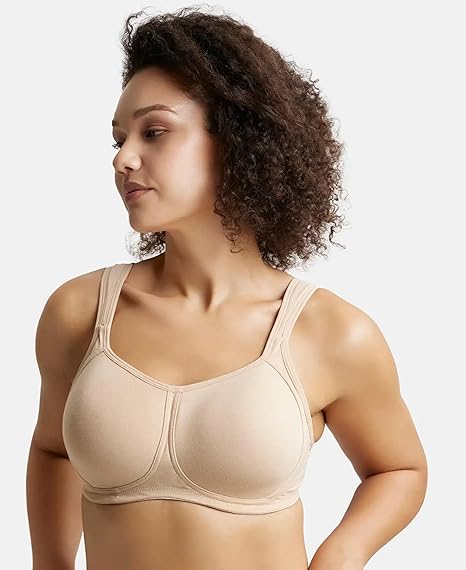 Jockey FE78 Women’s Wirefree Padded Cotton Bra – Full Coverage with Broad Cushioned Straps